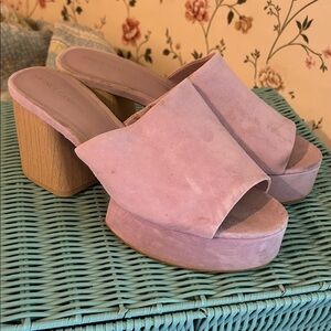 Vince Camuto Lavender Suede Platform Mules